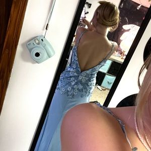 Light blue flowered and gemmed dress